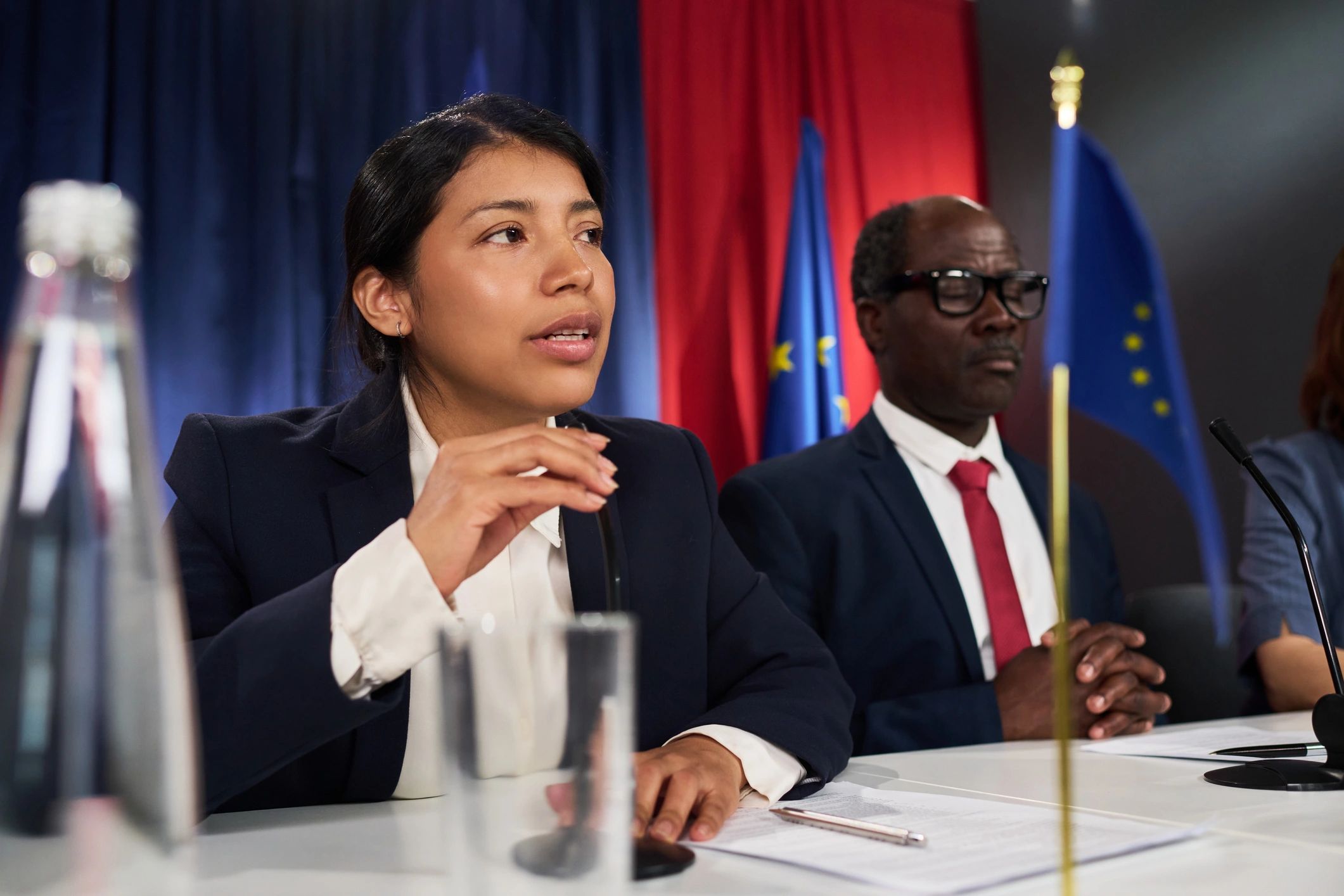 Speaker addressing the media at a press conference